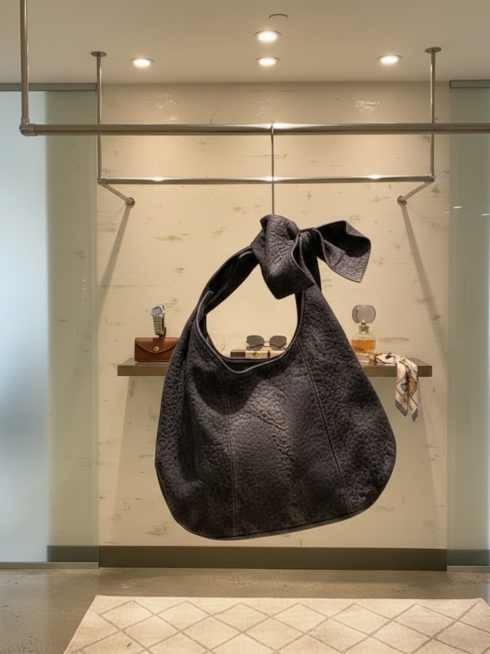 Furla gray embossed Italian leather Knotted-Handle snake print Shoulder Bag NWT